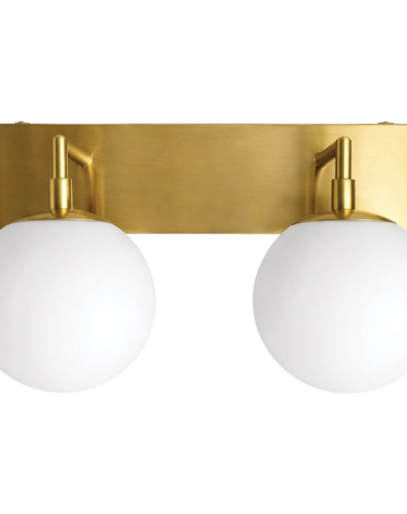 Burnished Brass Double Globe Wall Sconce