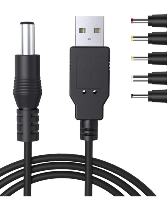 USB to DC Power Cable with 5 Tips